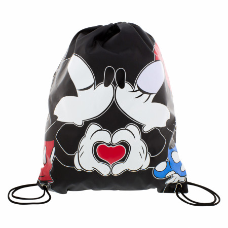 Mickey & Minnie Mouse Kiss Drawstring Tote Bag